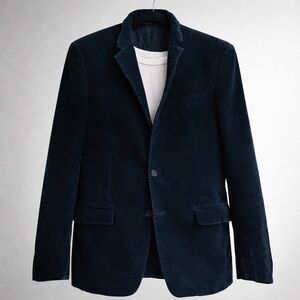 Prada Milano Velvet Blazer Deep Navy 48R Made in Italy Tailored Luxury Jacket